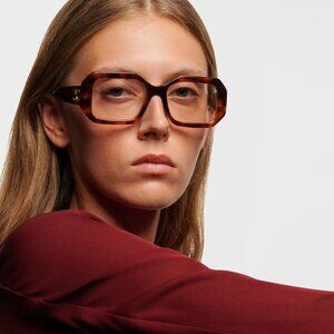 NEW CELINE EYEGLASSES GEOMETRIC HAVANA BROWN EYEWEAR CELINE CL50155I 053